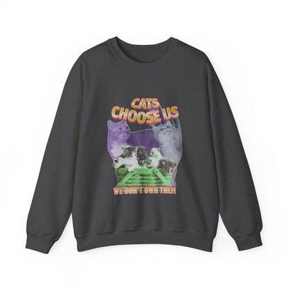 Cats Choose Us, Feline Lovers, Cute Sweatshirt for Fur Parents, Vintage Pullover, Retro College Shirt, Cozy Trendy, Pet Owner Mom Dad Gift